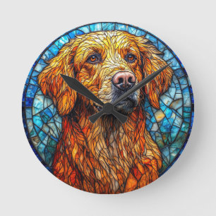 Colourful Mosaic Dog Round Clock