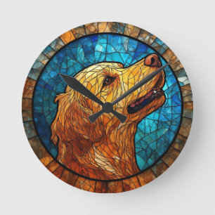 Colourful Mosaic Dog Round Clock