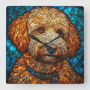 Colourful Mosaic Dog Square Wall Clock