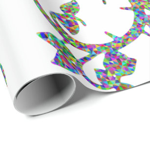 Colourful mosaic flowery pattern wrapping paper