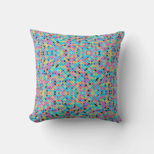 Colourful mosaic geometric pattern cushion