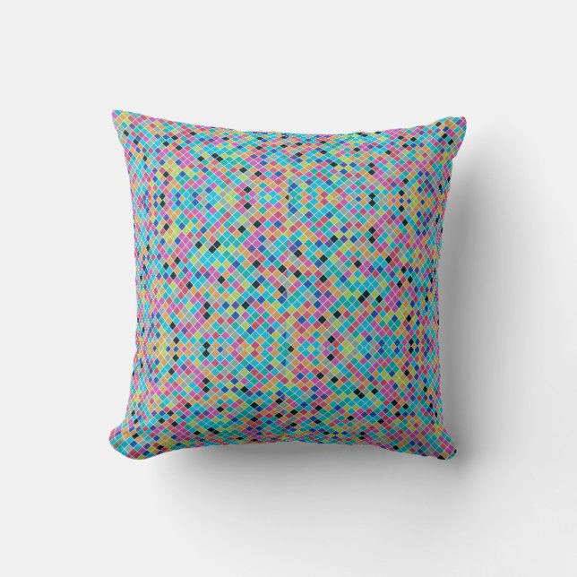 Colourful mosaic geometric pattern cushion (Front)
