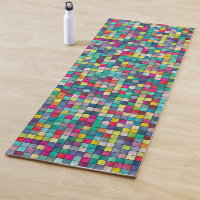 Colourful mosaic, geometric squares pattern