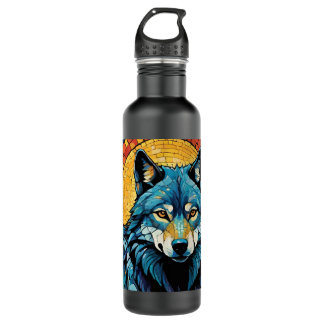 Colourful Mosaic Illustration of Majestic Wolf 710 Ml Water Bottle