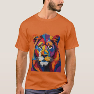 Colourful Mosaic Lion Sculpture T-Shirt