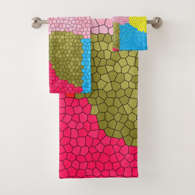 Colourful Mosaic Pattern Bath Towel Set (Insitu)