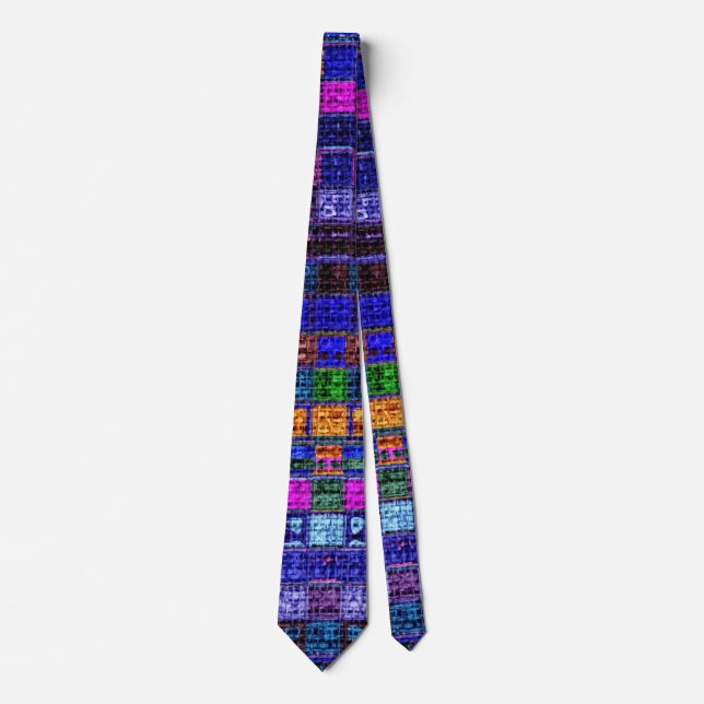 Colourful Mosaic Pattern Burlap Rustic #11 Tie (Front)