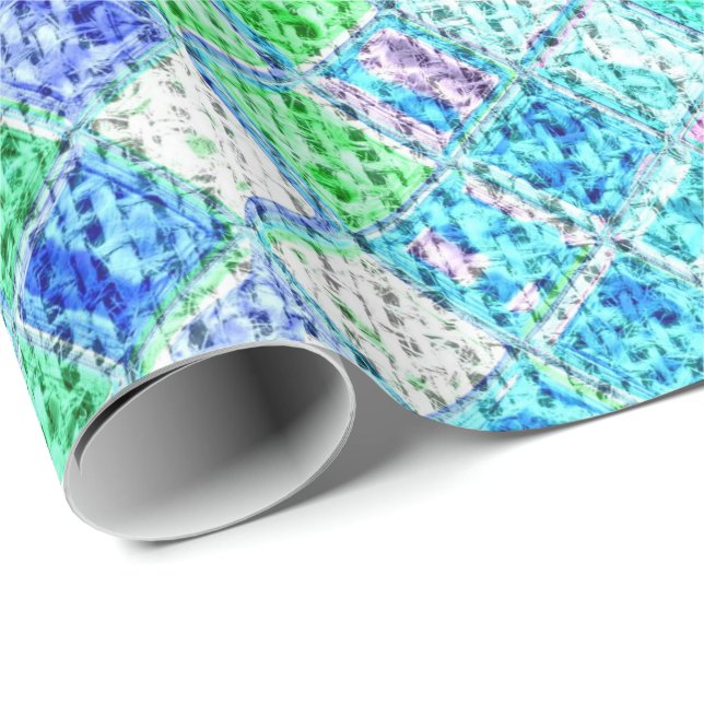 Colourful Mosaic Pattern Burlap Rustic #13 Wrapping Paper (Roll Corner)