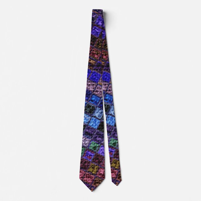 Colourful Mosaic Pattern Burlap Rustic #17 Tie (Front)