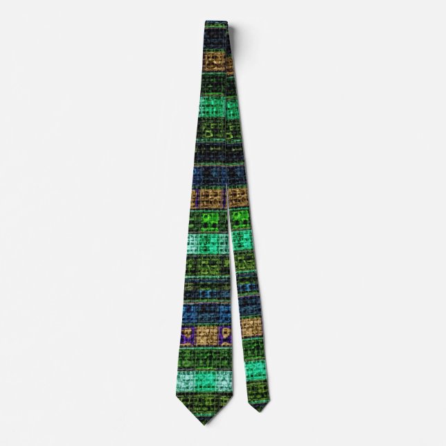 Colourful Mosaic Pattern Burlap Rustic #19 Tie (Front)