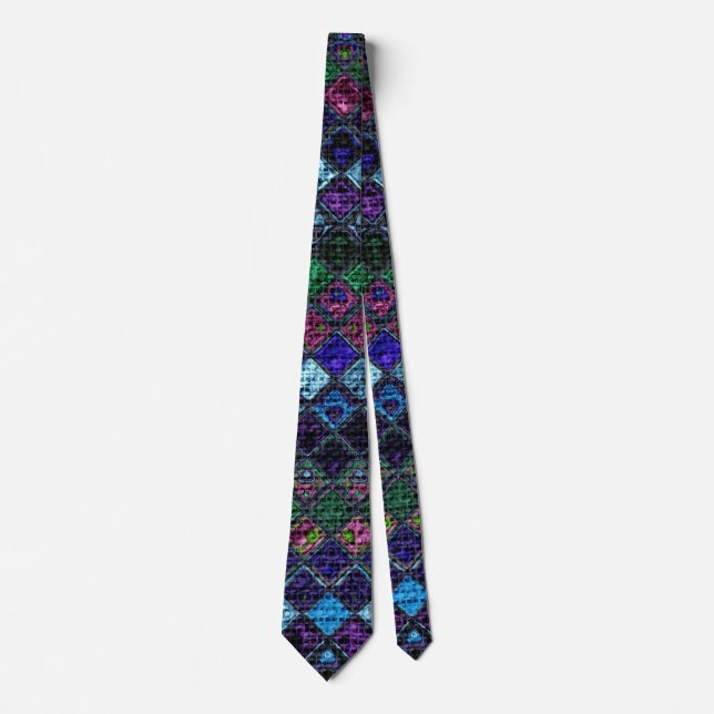 Colourful Mosaic Pattern Burlap Rustic #20 Tie (Front)