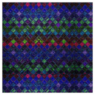 Colourful Mosaic Pattern Burlap Rustic #2 Fabric