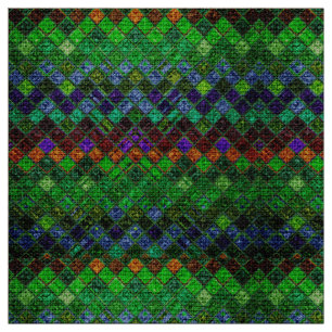 Colourful Mosaic Pattern Burlap Rustic #3 Fabric