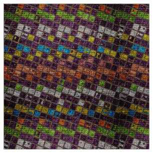 Colourful Mosaic Pattern Burlap Rustic #4 Fabric