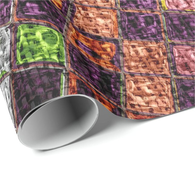 Colourful Mosaic Pattern Burlap Rustic #4 Wrapping Paper (Roll Corner)