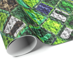 Colourful Mosaic Pattern Burlap Rustic #8 Wrapping Paper