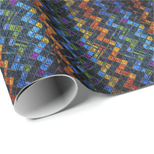 Colourful Mosaic Pattern Burlap Rustic #9 Wrapping Paper