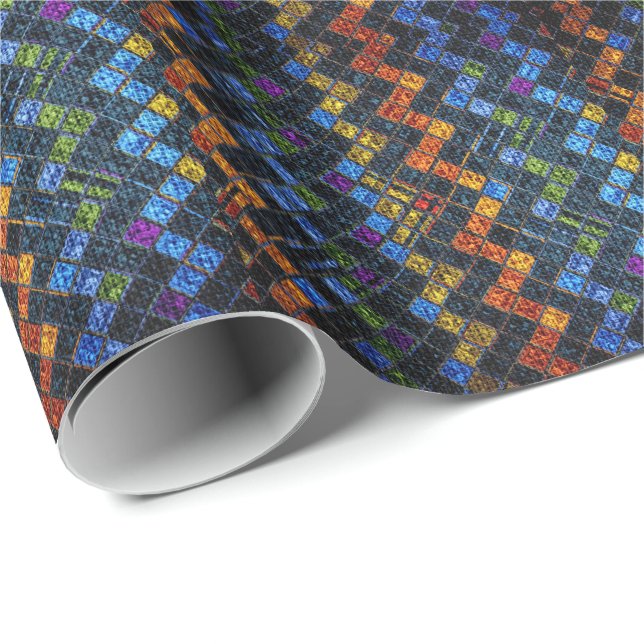 Colourful Mosaic Pattern Burlap Rustic #9 Wrapping Paper (Roll Corner)