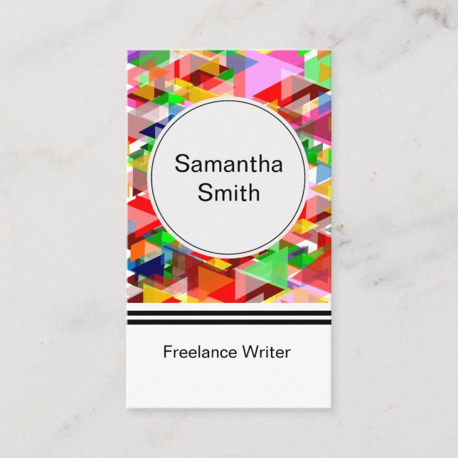Colourful Mosaic Pattern Freelance Writer Business Card (Front)