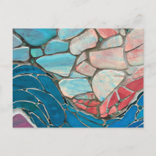 Colourful Mosaic Pattern in Blue & Pink Postcard