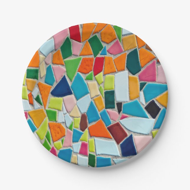 Colourful Mosaic Pattern Paper Plate (Front)