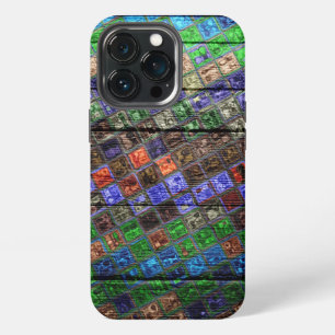 Colourful Mosaic Pattern Wood Look #6 iPhone 13 Pro Case