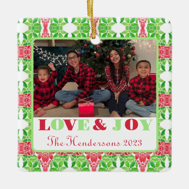 Colourful Mosaic Photo Tree Ornament (Front)