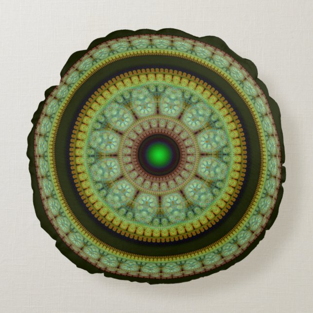 Colourful mosaic round decoration cushion (Front)