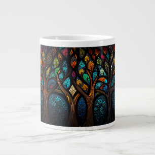 Colourful Mosaic Stained Glass Tree effect design Large Coffee Mug