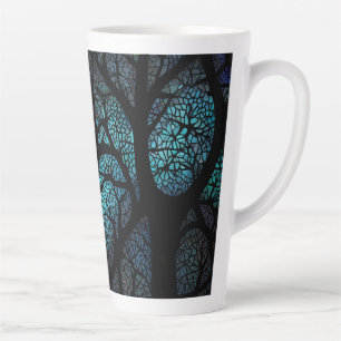 Colourful Mosaic Stained Glass Tree effect design Latte Mug