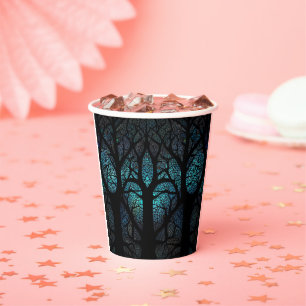 Colourful Mosaic Stained Glass Tree effect design Paper Cups