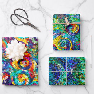 Colourful Mosaic Swirl Pattern Designs Wrapping Paper Sheet