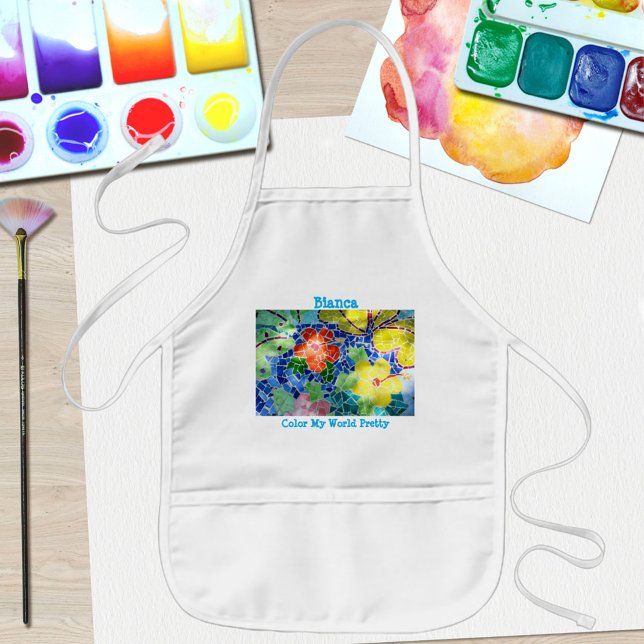 Colourful Mosaic Tile Koi Pond Kids Apron (Creator Uploaded)