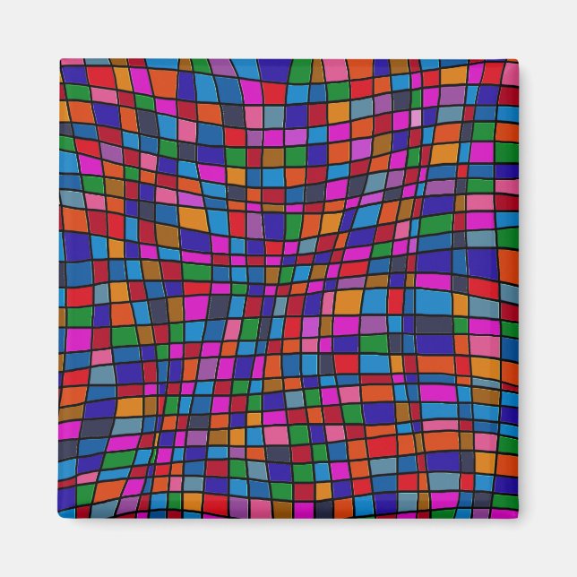 Colourful Mosaic Tiles Pattern Magnet (Front)