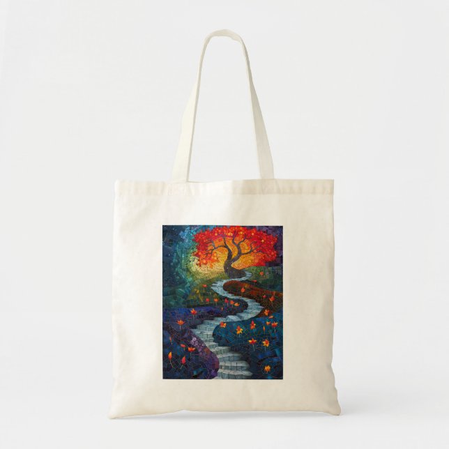 Colourful Mosaic Tree Tote Bag (Front)