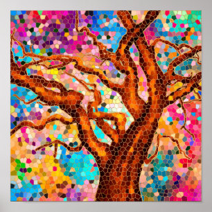 Colourful Mosaic Tree - Tree of life Poster