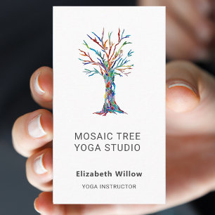 Colourful Mosaic Tree Yoga Studio Business Card