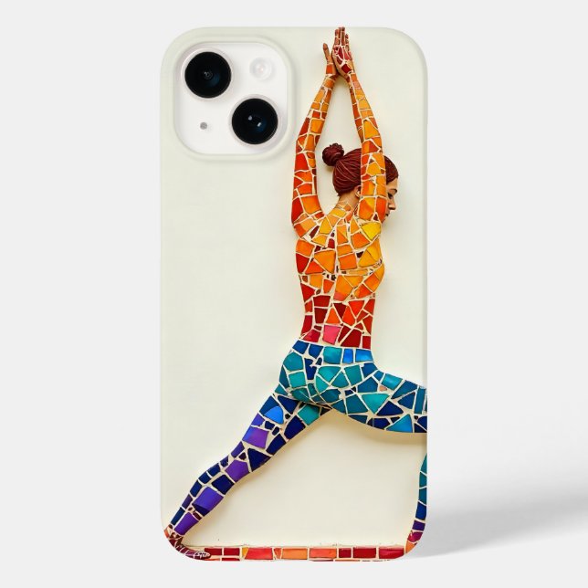 Colourful Mosaic Yoga Pose iPhone Case – Artistic  (Back)