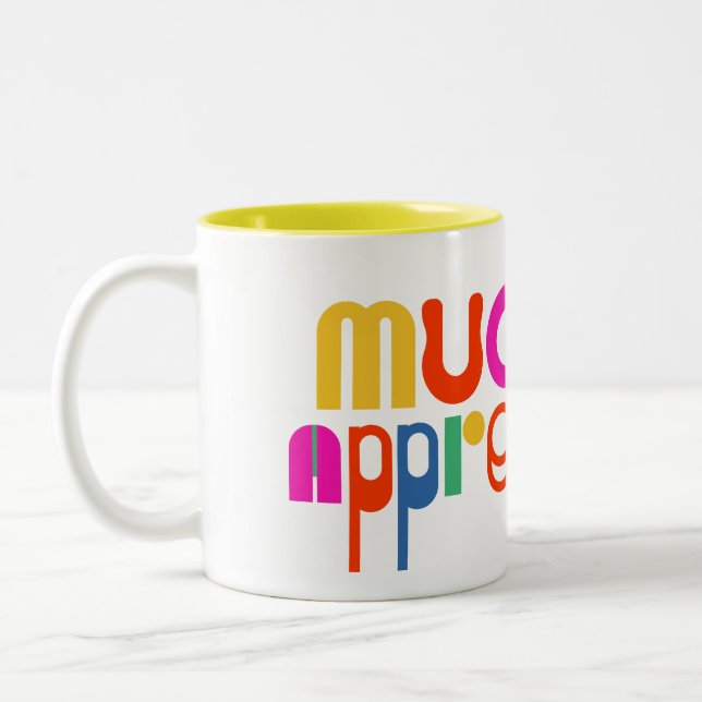 Colourful most appreciated thank you Two-Tone coffee mug (Left)
