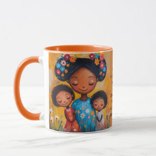 Colourful Mother and Children Night Garden Mug