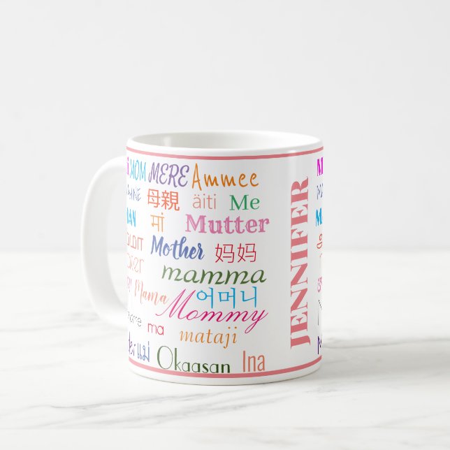 Colourful Mother In Different Languages Cute Coffee Mug (Front Left)