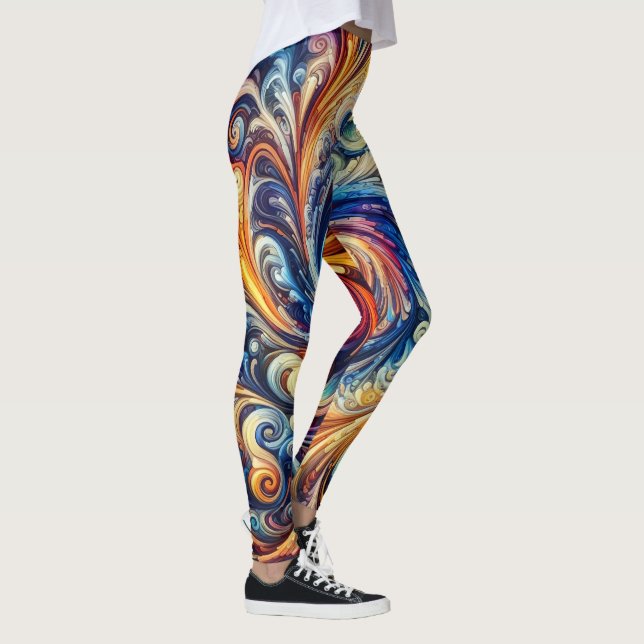 Colourful Motion Abstract Art Leggings (Right)