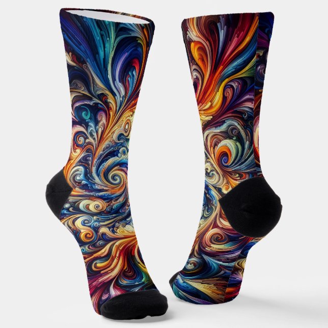 Colourful Motion Abstract Art Socks (Angled)