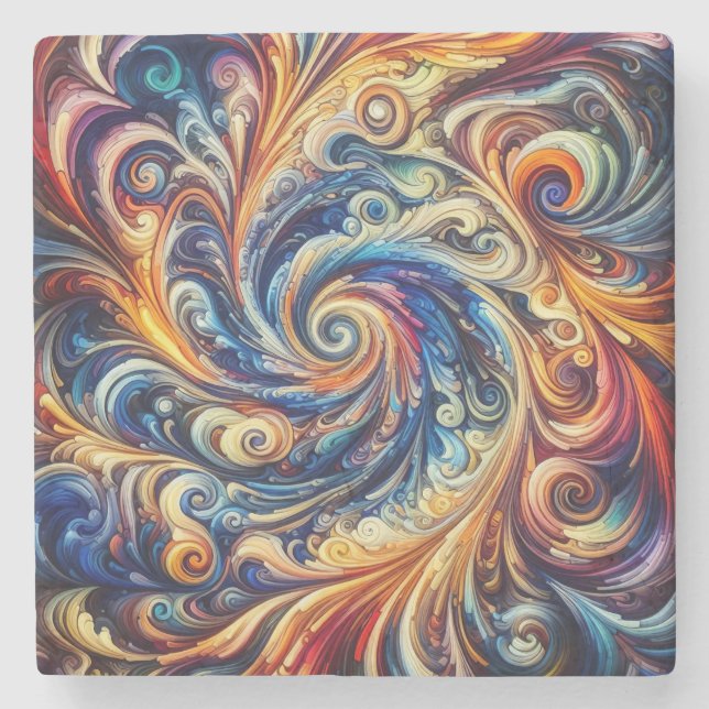 Colourful Motion Abstract Art Stone Coaster (Front)
