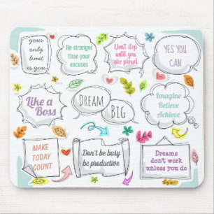 Colourful Motivational Quotes Speech Bubbles Goals Mouse Pad