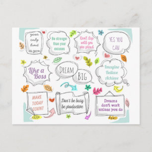 Colourful Motivational Quotes Speech Bubbles Goals Postcard
