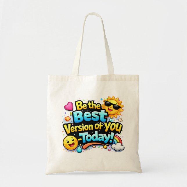 Colourful Motivational Typography Design Tote Bag (Front)