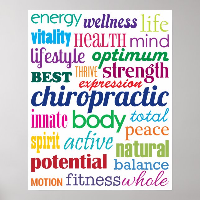 Colourful Motivational Word Collage Chiropractic Poster (Front)