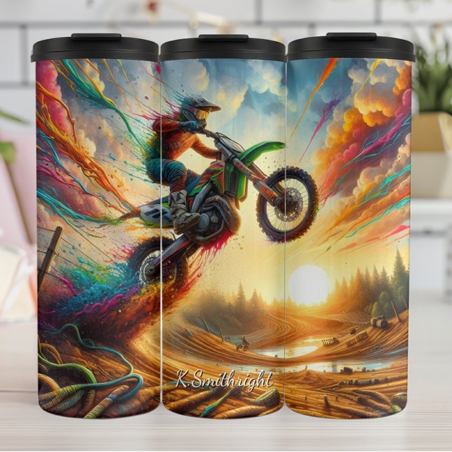 Colourful Motocross Sunset Art Explosion Thermal Tumbler (Creator Uploaded)