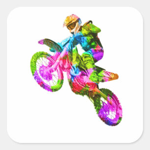Colourful Motocrosser Square Sticker